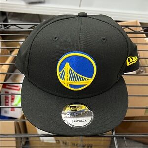 New Era Black Cap with Blue and Yellow Emblem